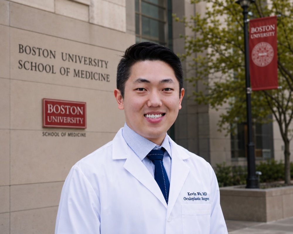 Dr. Kevin Wu in front of Boston University School of Medicine